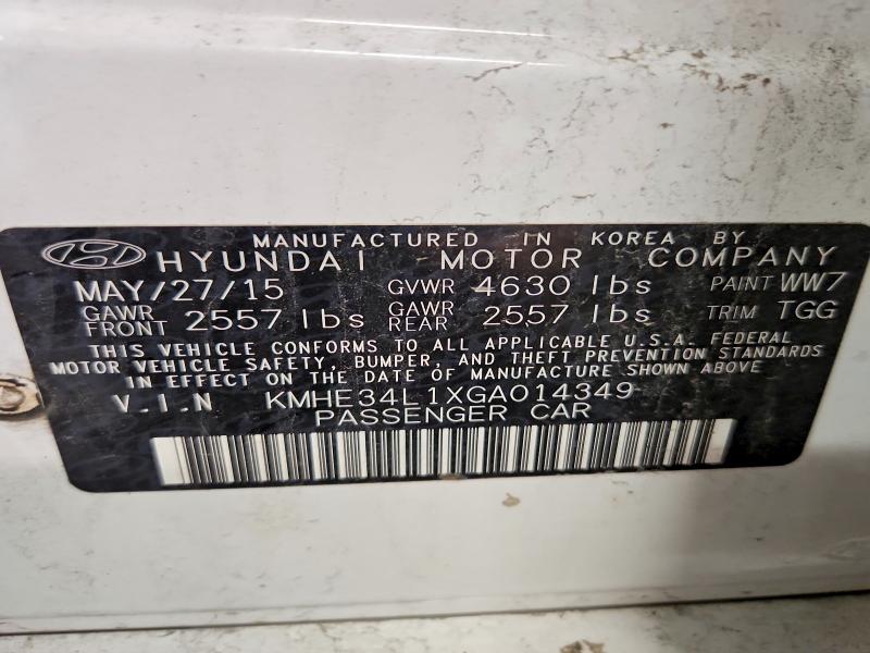 Продаж на аукціоні авто 2016 Hyundai Sonata Hybrid, vin: KMHE34L1XGA014349, номер лоту: 67337246