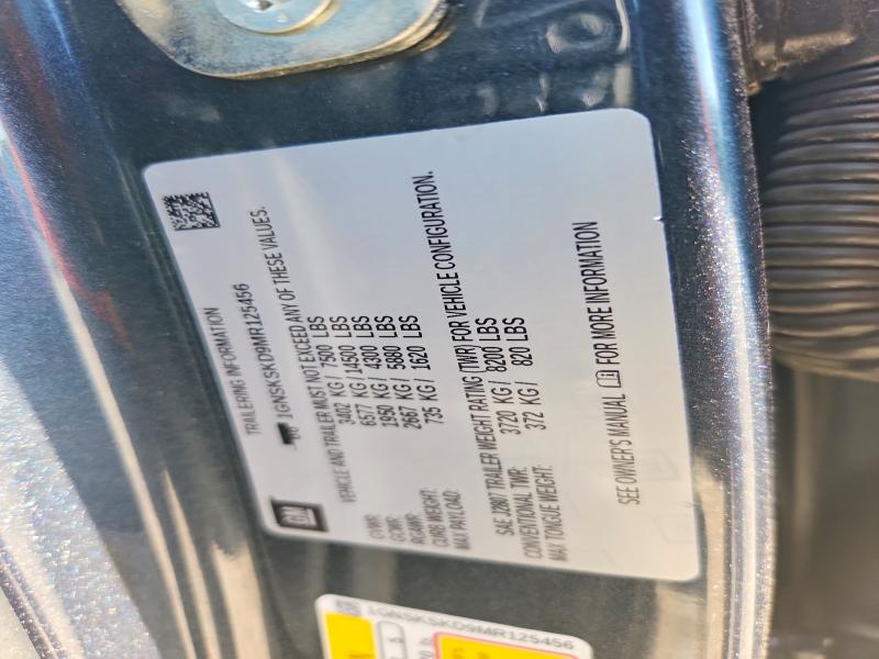 68791106 :رقم المزاد ، 1GNSKSKD9MR125456 vin ، 2021 Chevrolet Tahoe مزاد بيع