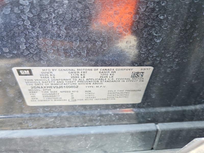 70056326 :رقم المزاد ، 2GNAXHEV9J6109852 vin ، 2018 Chevrolet Equinox مزاد بيع
