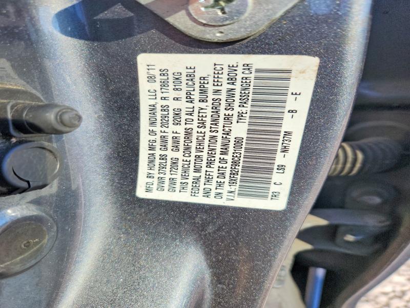 Продажа на аукционе авто 2012 Honda Civic, vin: 19XFB2F98CE310060, номер лота: 67213886