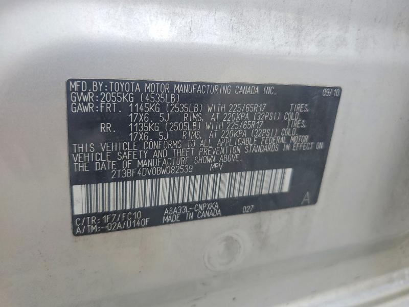 Aukcja sprzedaży 2011 Toyota Rav4, vin: 2T3BF4DV0BW082539, numer aukcji: 69326766