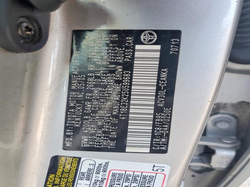 2005 Toyota Camry მანქანა იყიდება აუქციონზე, vin: 4T1BE32K25U599683, აუქციონის ნომერი: 70155166