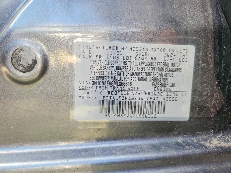 Aukcja sprzedaży 2021 Nissan Versa, vin: 3N1CN8EV6ML856318, numer aukcji: 68882396