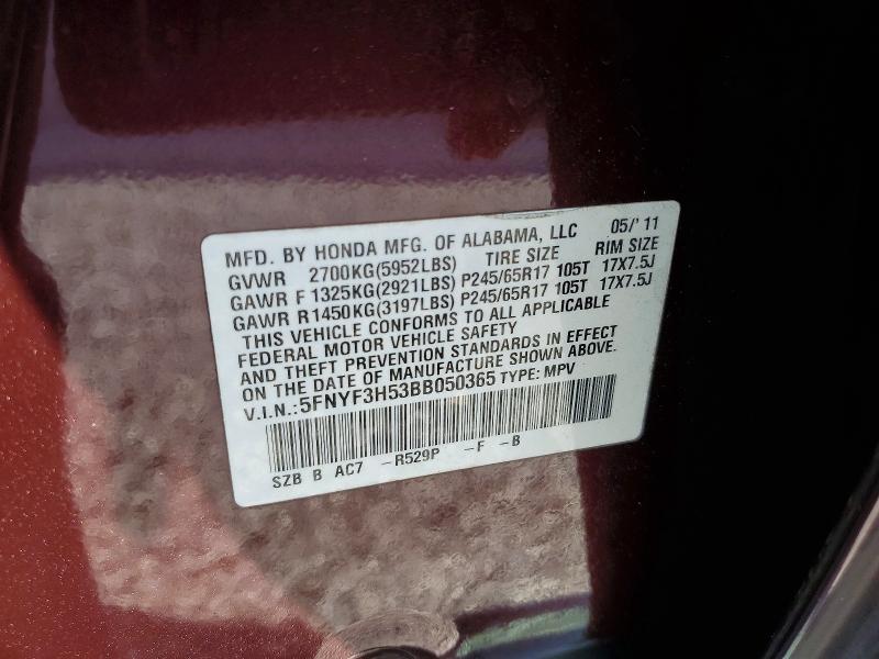 Продажа на аукционе авто 2011 Honda Pilot, vin: 5FNYF3H53BB050365, номер лота: 67649716