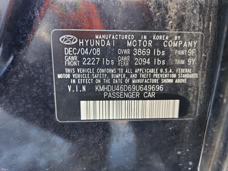Продаж на аукціоні авто 2009 Hyundai Elantra, vin: KMHDU46D69U649696, номер лоту: 70687886