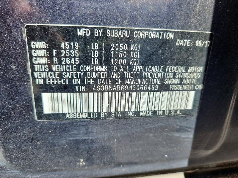 Продажа на аукционе авто 2017 Subaru Legacy, vin: 4S3BNAB69H3066459, номер лота: 68147346