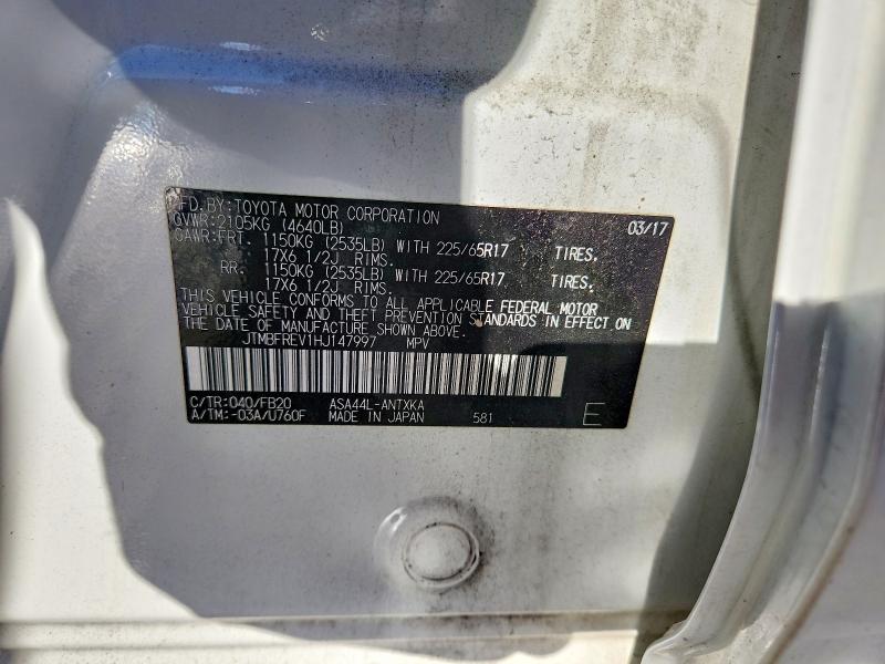 2017 Toyota Rav4 მანქანა იყიდება აუქციონზე, vin: JTMBFREV1HJ147997, აუქციონის ნომერი: 70431496