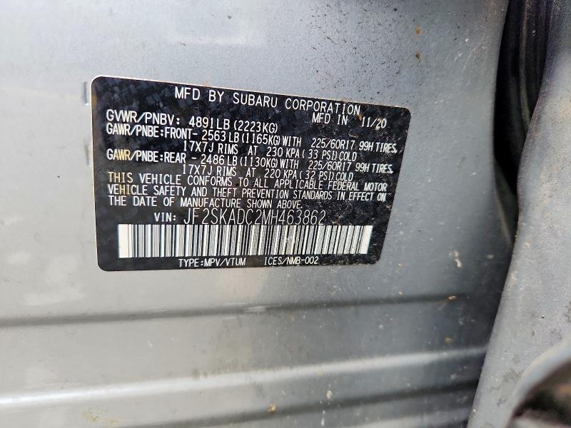 Продаж на аукціоні авто 2021 Subaru Forester, vin: JF2SKADC2MH463862, номер лоту: 67729126