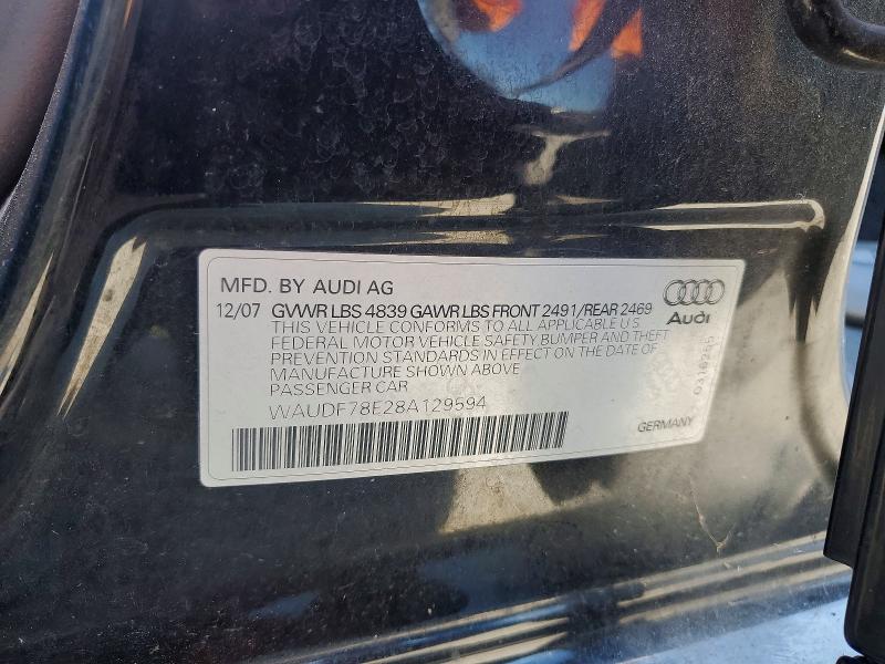 67597096 :رقم المزاد ، WAUDF78E28A129594 vin ، 2008 Audi A4 مزاد بيع