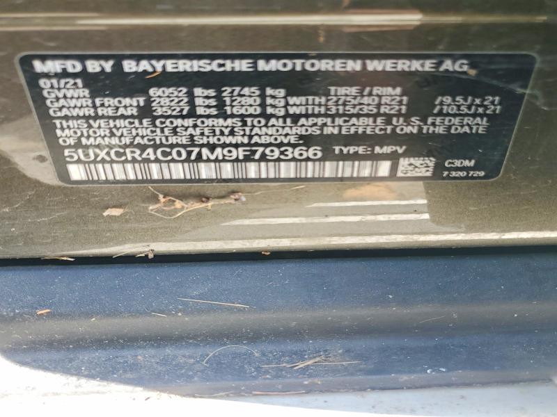 68575516 :رقم المزاد ، 5UXCR4C07M9F79366 vin ، 2021 Bmw X5 مزاد بيع