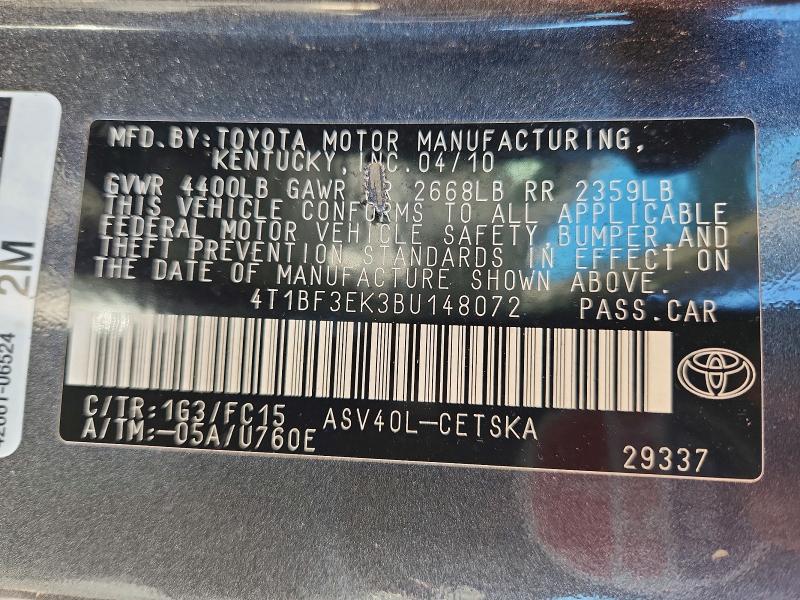 Продаж на аукціоні авто 2011 Toyota Camry, vin: 4T1BF3EK3BU148072, номер лоту: 68513106