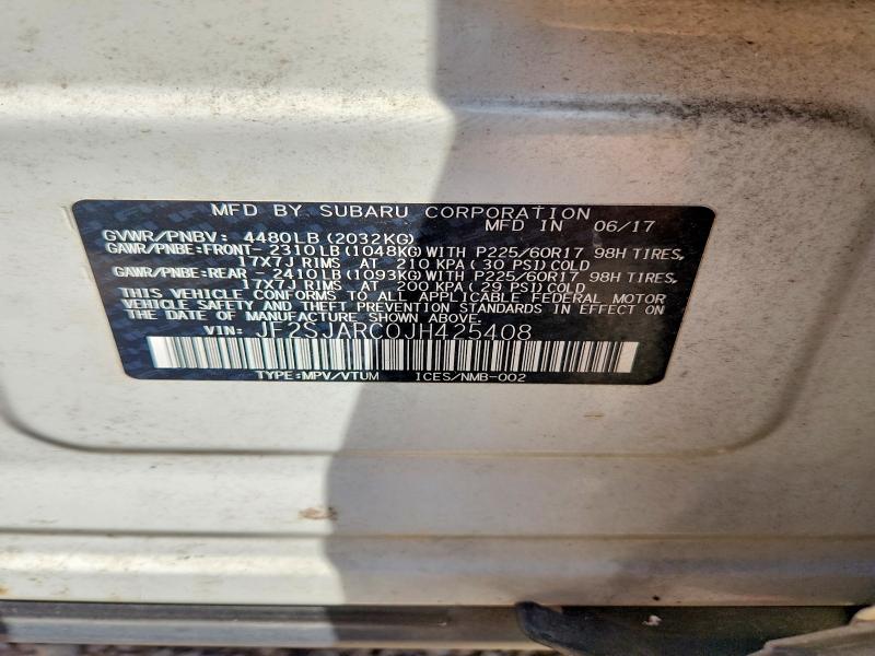 Продаж на аукціоні авто 2018 Subaru Forester, vin: JF2SJARC0JH425408, номер лоту: 70431126