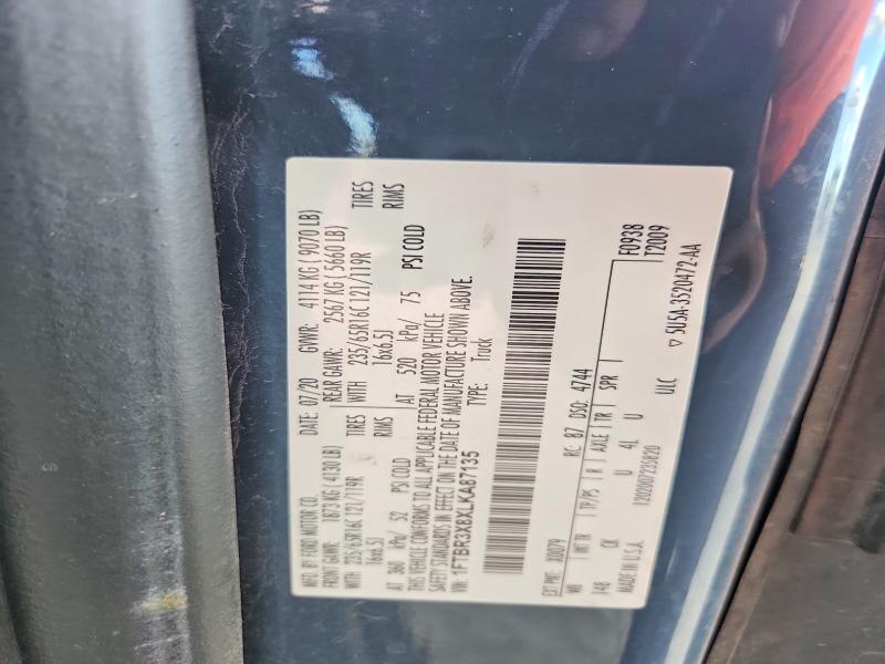 69054856 :رقم المزاد ، 1FTBR3X8XLKA87135 vin ، 2020 Ford Transit 250 مزاد بيع