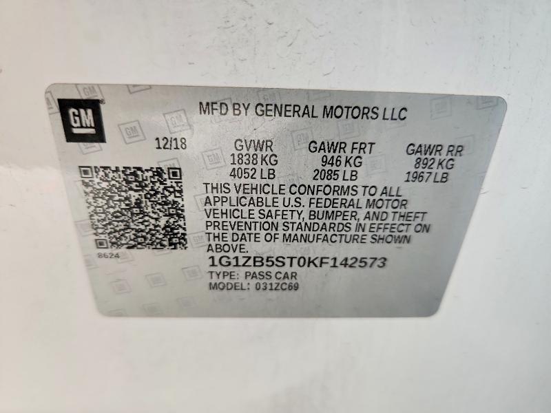 Продаж на аукціоні авто 2019 Chevrolet Malibu, vin: 1G1ZB5ST0KF142573, номер лоту: 68709956