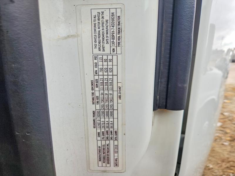 2019 Peterbilt 579 მანქანა იყიდება აუქციონზე, vin: 1XPBDP9X7KD268284, აუქციონის ნომერი: 69639096