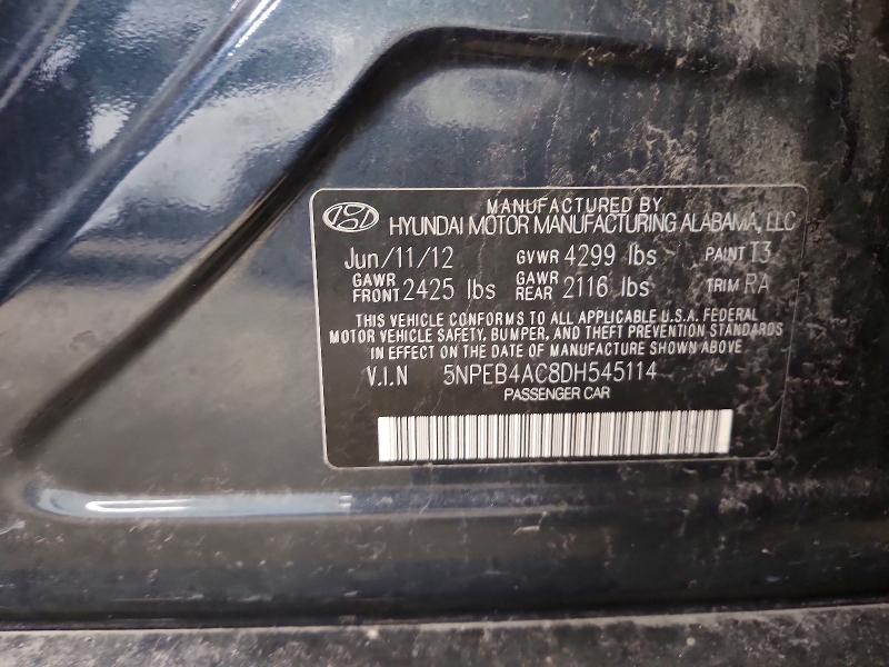 69420306 :رقم المزاد ، 5NPEB4AC8DH545114 vin ، 2013 Hyundai Sonata مزاد بيع