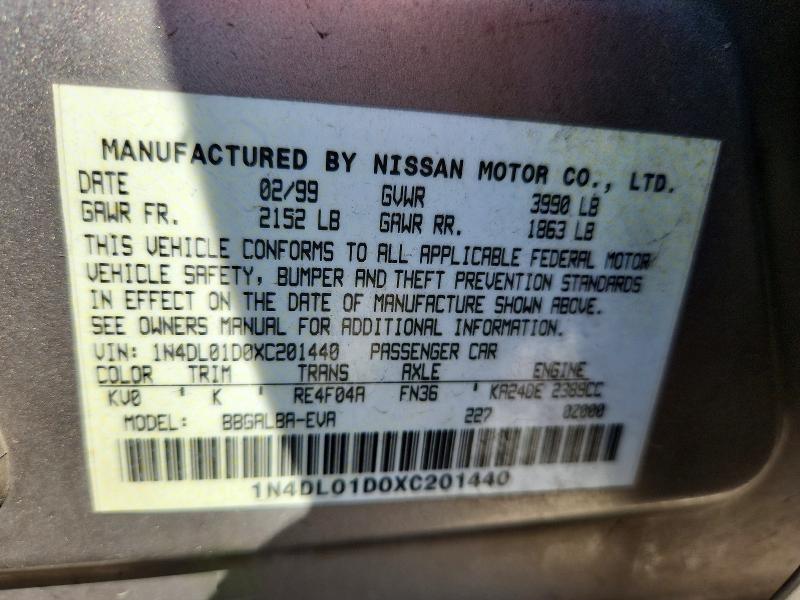 Продажа на аукционе авто 1999 Nissan Altima, vin: 1N4DL01D0XC201440, номер лота: 67062326