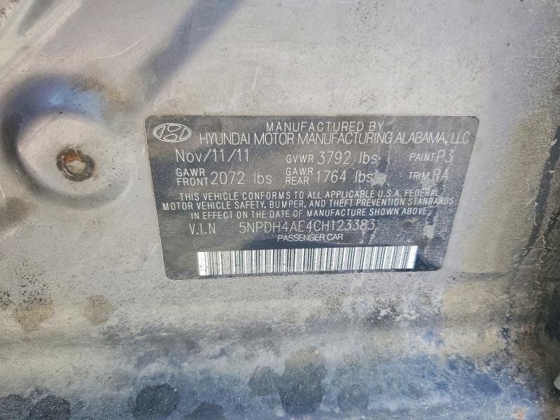 67890296 :رقم المزاد ، 5NPDH4AE4CH123383 vin ، 2012 Hyundai Elantra مزاد بيع
