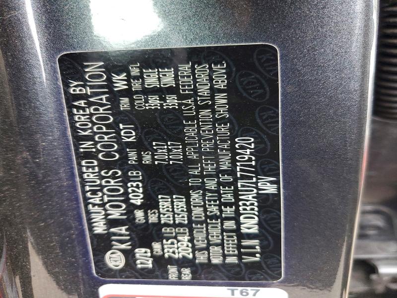 2020 Kia Soul მანქანა იყიდება აუქციონზე, vin: KNDJ33AU7L7719420, აუქციონის ნომერი: 69221786
