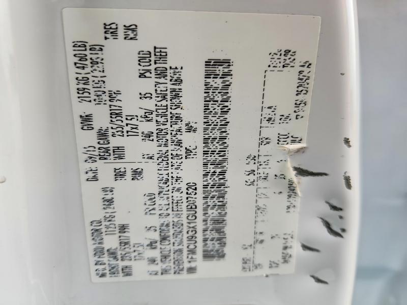 2016 Ford Escape მანქანა იყიდება აუქციონზე, vin: 1FMCU9GX1GUB07520, აუქციონის ნომერი: 71013386