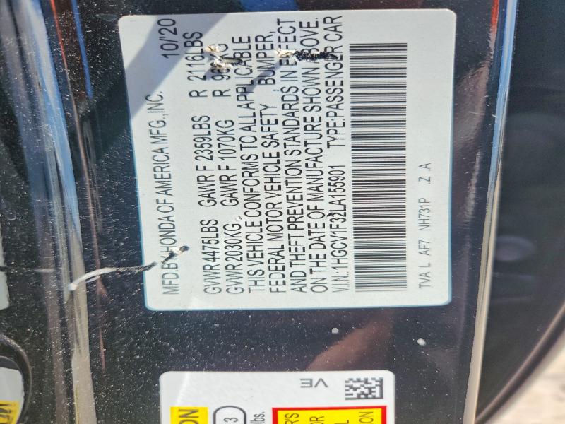 Продажа на аукционе авто 2020 Honda Accord, vin: 1HGCV1F32LA155901, номер лота: 65896916