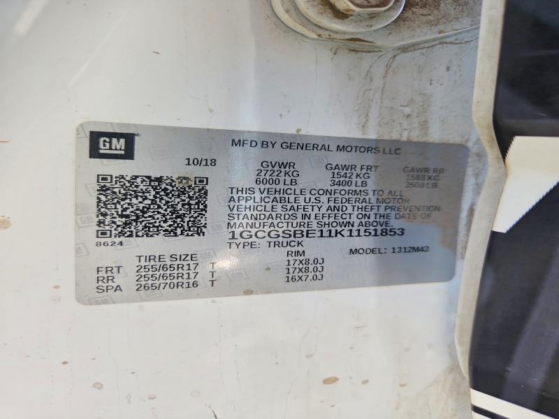 Aukcja sprzedaży 2019 Chevrolet Colorado, vin: 1GCGSBE11K1151853, numer aukcji: 69389566