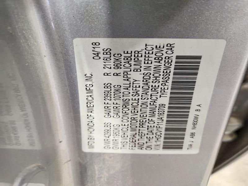 Продажа на аукционе авто 2018 Honda Accord, vin: 1HGCV1F11JA163709, номер лота: 68875266
