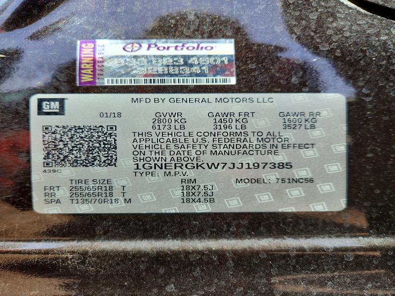 Aukcja sprzedaży 2018 Chevrolet Traverse, vin: 1GNERGKW7JJ197385, numer aukcji: 70424206