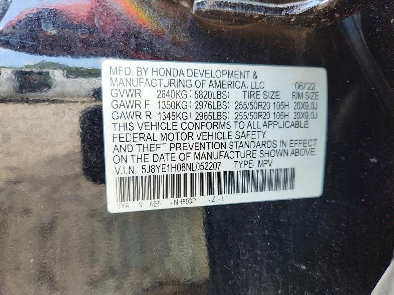 69232586 :رقم المزاد ، 5J8YE1H08NL052207 vin ، 2022 Acura Mdx مزاد بيع