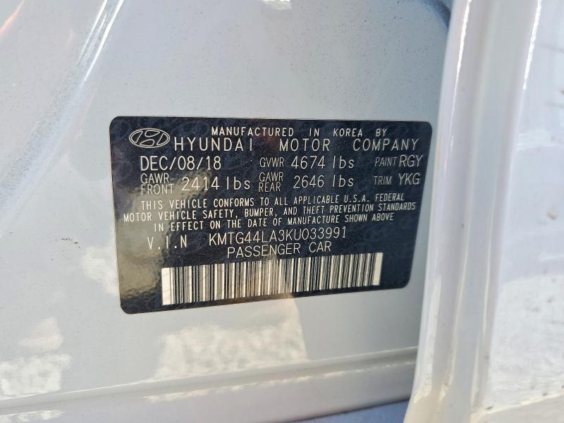 69172056 :رقم المزاد ، KMTG44LA3KU033991 vin ، 2019 Genesis G70 مزاد بيع