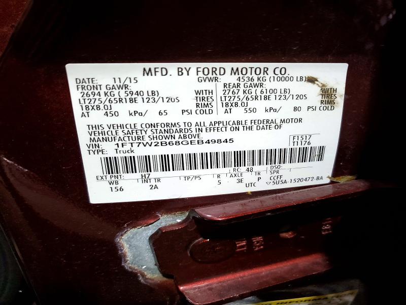 Продаж на аукціоні авто 2016 Ford F250, vin: 1FT7W2B68GEB49845, номер лоту: 67784436