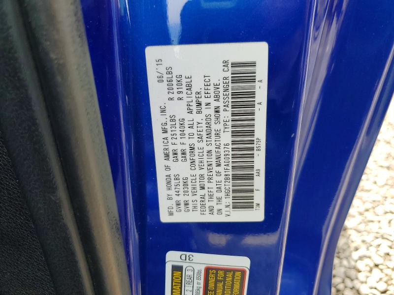 2015 Honda Accord მანქანა იყიდება აუქციონზე, vin: 1HGCT2B81FA009376, აუქციონის ნომერი: 67488636