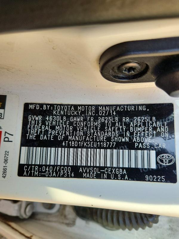 Продаж на аукціоні авто 2014 Toyota Camry Hybrid, vin: 4T1BD1FK5EU118777, номер лоту: 67489706