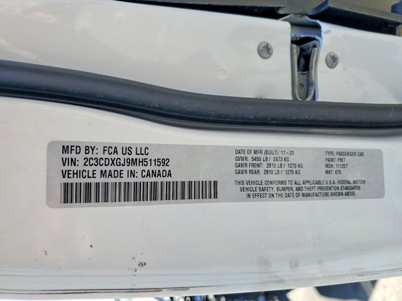 68046586 :رقم المزاد ، 2C3CDXGJ9MH511592 vin ، 2021 Dodge Charger مزاد بيع