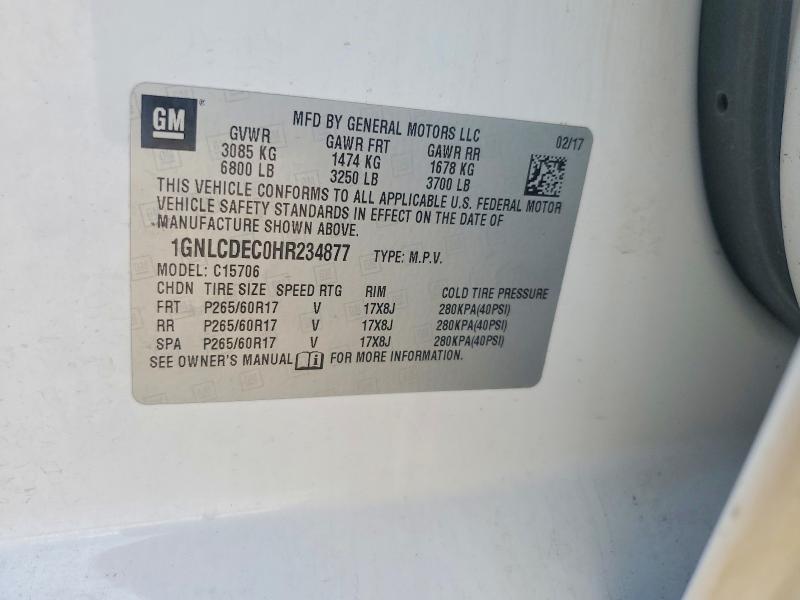 Продажа на аукционе авто 2017 Chevrolet Tahoe, vin: 1GNLCDEC0HR234877, номер лота: 70170856