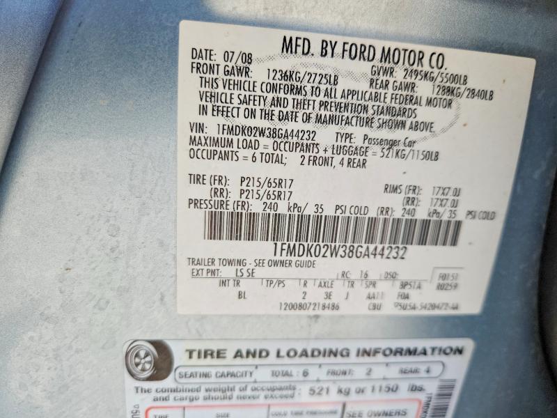 Продажа на аукционе авто 2008 Ford Taurus X, vin: 1FMDK02W38GA44232, номер лота: 70091676