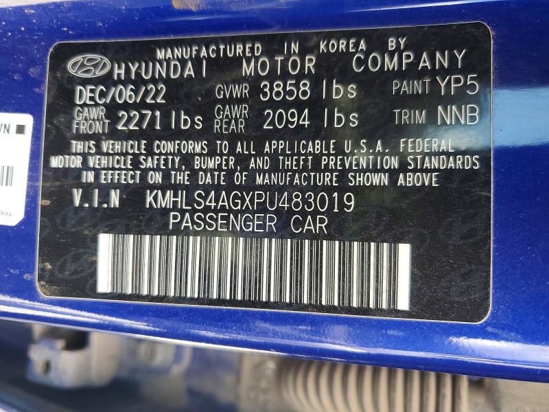 69442766 :رقم المزاد ، KMHLS4AGXPU483019 vin ، 2023 Hyundai Elantra مزاد بيع