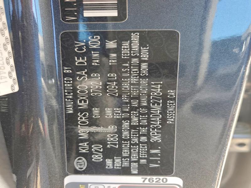 Aukcja sprzedaży 2021 Kia Forte, vin: 3KPF34AD4ME278441, numer aukcji: 70634496