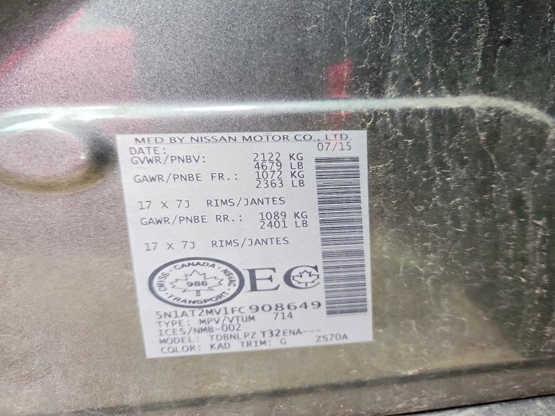 Продажа на аукционе авто 2015 Nissan Rogue, vin: 5N1AT2MV1FC908649, номер лота: 69914716