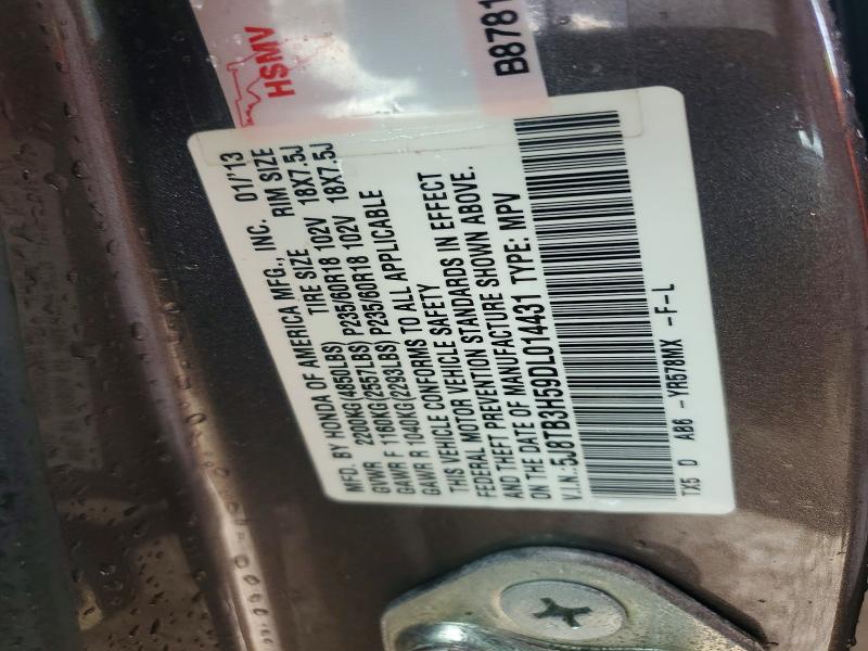 67081526 :رقم المزاد ، 5J8TB3H59DL014431 vin ، 2013 Acura Rdx مزاد بيع