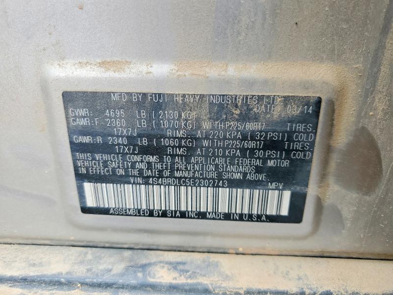 2014 Subaru Outback მანქანა იყიდება აუქციონზე, vin: 4S4BRDLC5E2302743, აუქციონის ნომერი: 69044576