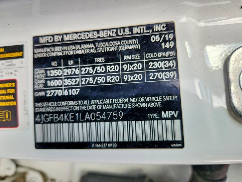 Продаж на аукціоні авто 2020 Mercedes-benz Gle, vin: 4JGFB4KE1LA054759        , номер лоту: 69203776