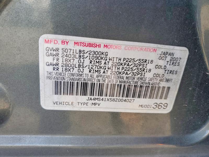 Aukcja sprzedaży 2008 Mitsubishi Outlander, vin: JA4MS41X58Z004027, numer aukcji: 67530346