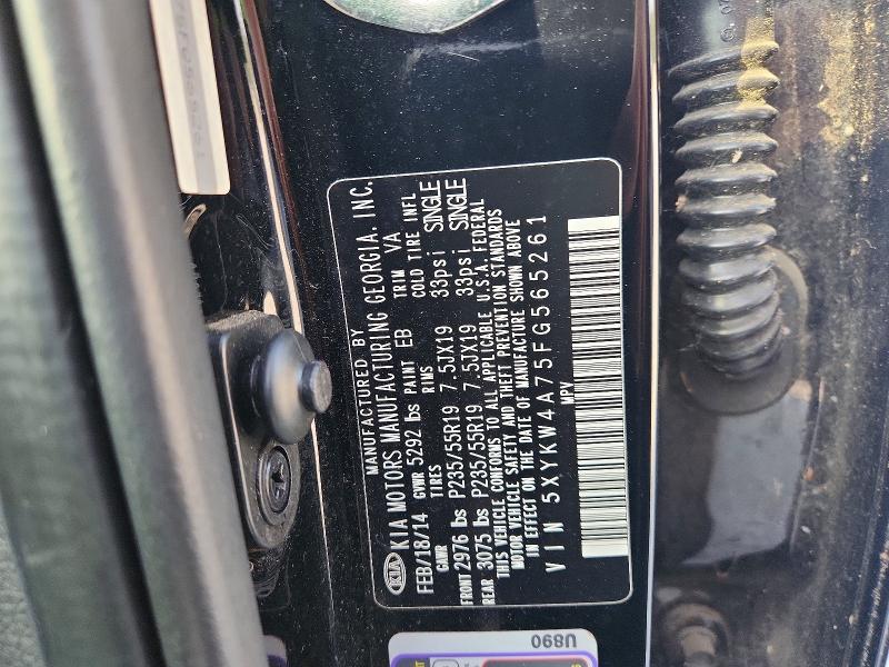 67847416 :رقم المزاد ، 5XYKW4A75FG565261 vin ، 2015 Kia Sorento مزاد بيع
