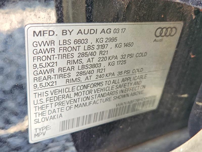 Aukcja sprzedaży 2017 Audi Q7, vin: WA1VABF76HD049298, numer aukcji: 67452456