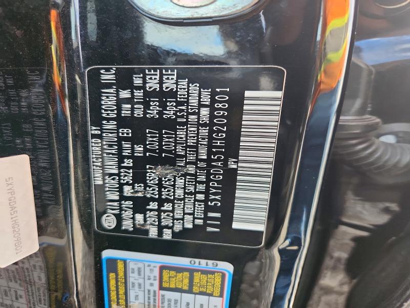 Aukcja sprzedaży 2017 Kia Sorento, vin: 5XYPGDA51HG209801, numer aukcji: 69789326