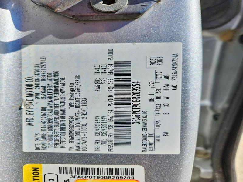 Продажа на аукционе авто 2016 Ford Fusion, vin: 3FA6P0T90GR209254, номер лота: 70217116