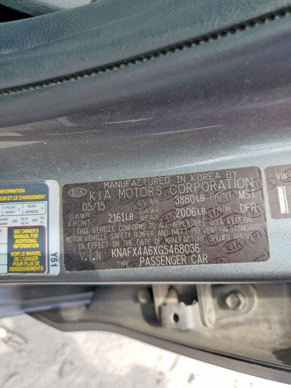 Продажа на аукционе авто 2016 Kia Forte, vin: KNAFX4A6XG5468036, номер лота: 68107246