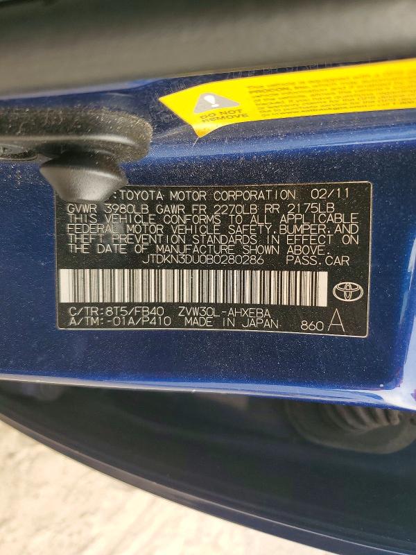 Aukcja sprzedaży 2011 Toyota Prius, vin: JTDKN3DU0B0280286, numer aukcji: 70805966
