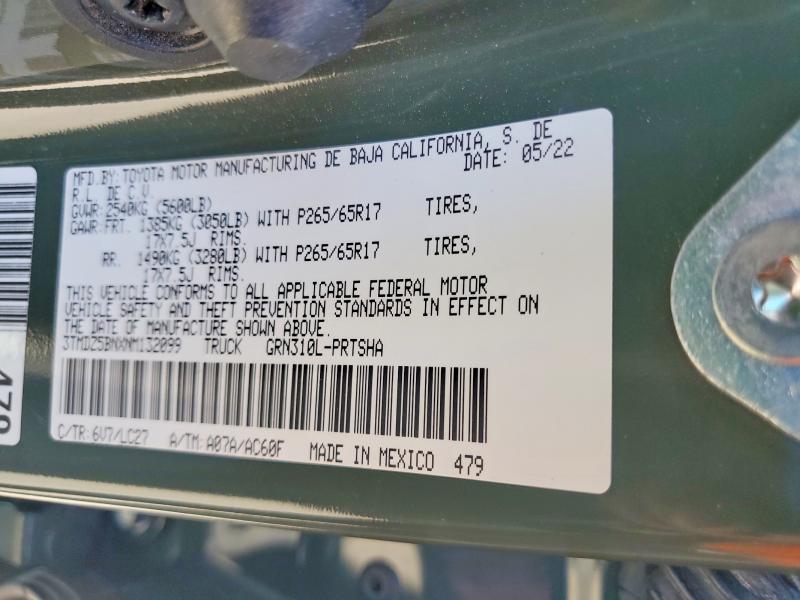 70747106 :رقم المزاد ، 3TMDZ5BNXNM132099 vin ، 2022 Toyota Tacoma مزاد بيع